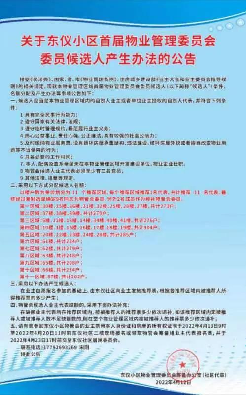 西安東儀小區物業管理委員會籌建神速，居民意見充分聽取